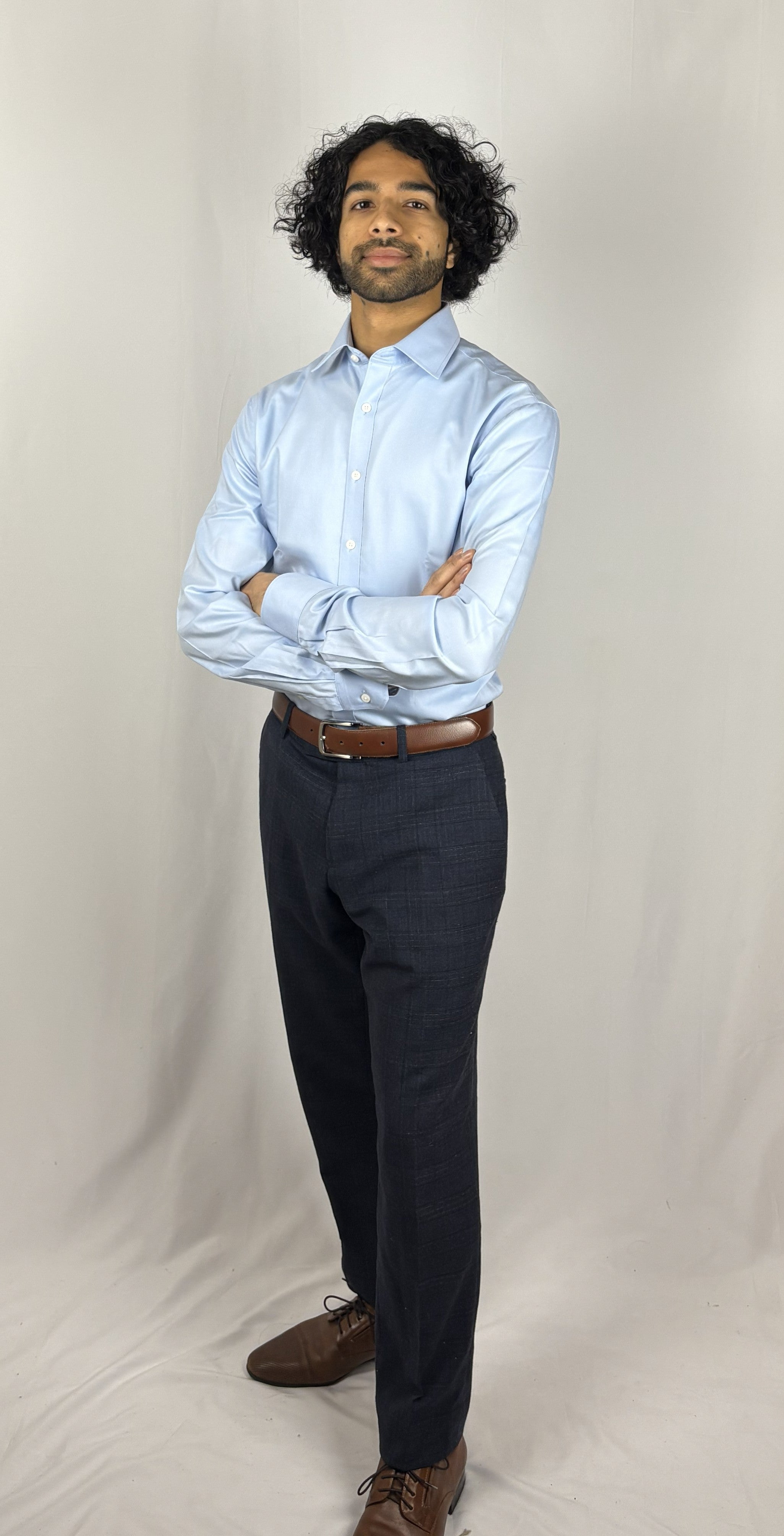 Light blue non-iron twill shirt