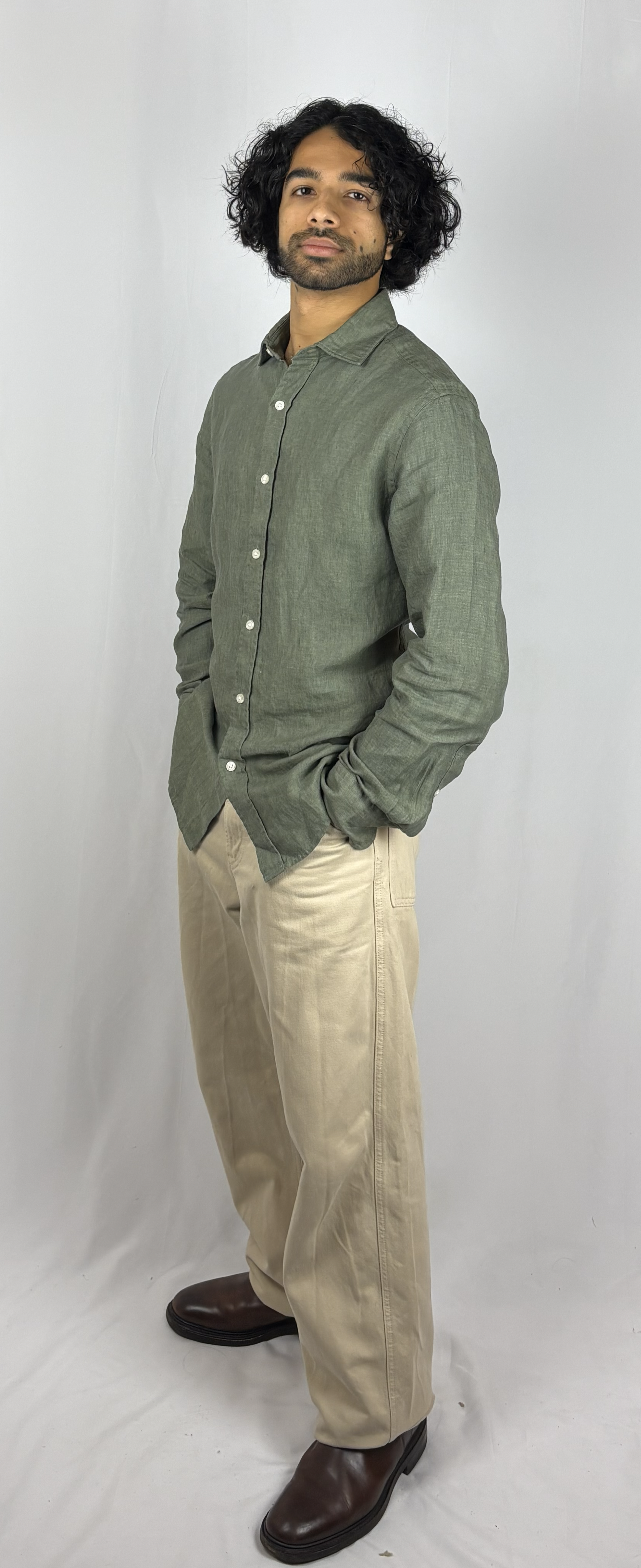 Forest Green Linen Shirt