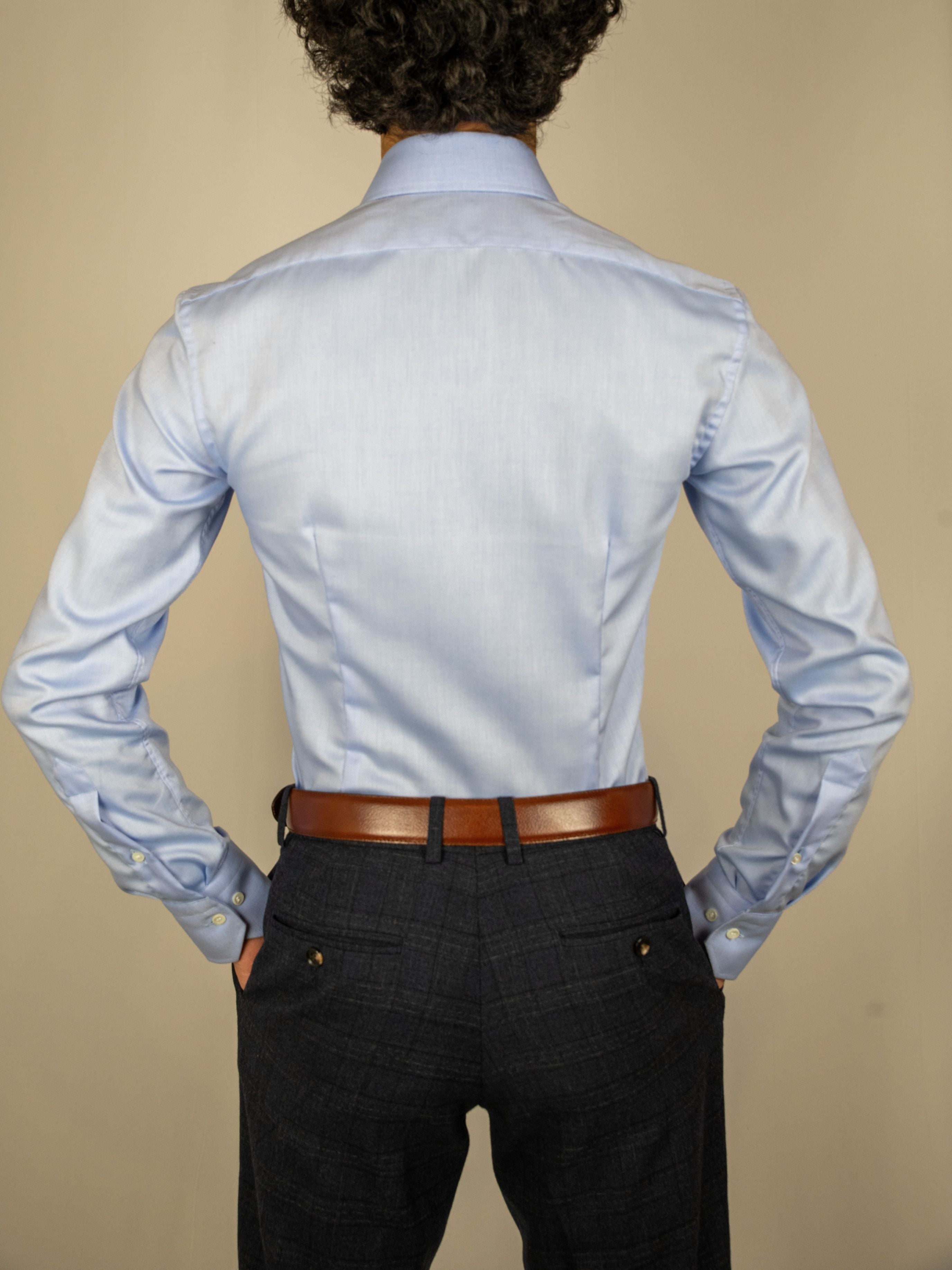 Light blue non-iron twill shirt