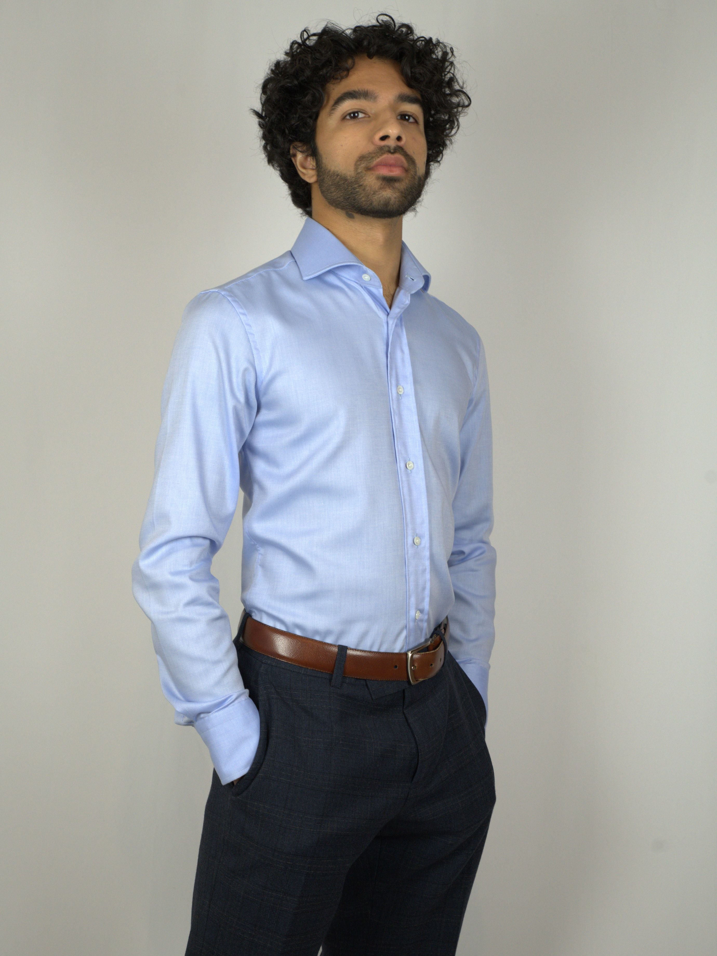 Light blue non-iron twill shirt