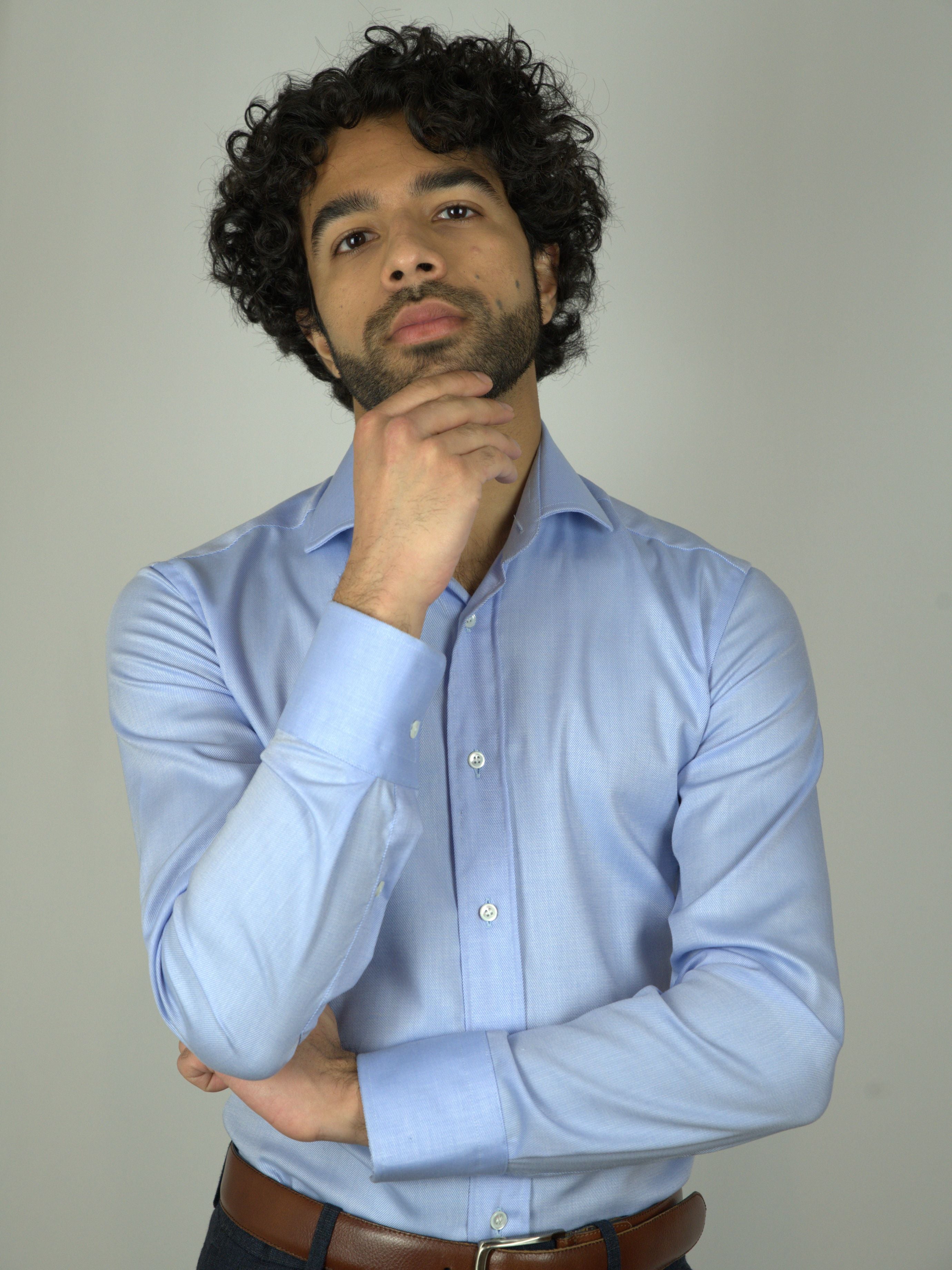 Light blue non-iron twill shirt