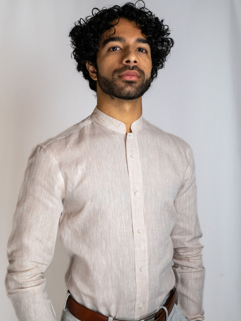Mandarin Collar Oatmeal Shirt image 2
