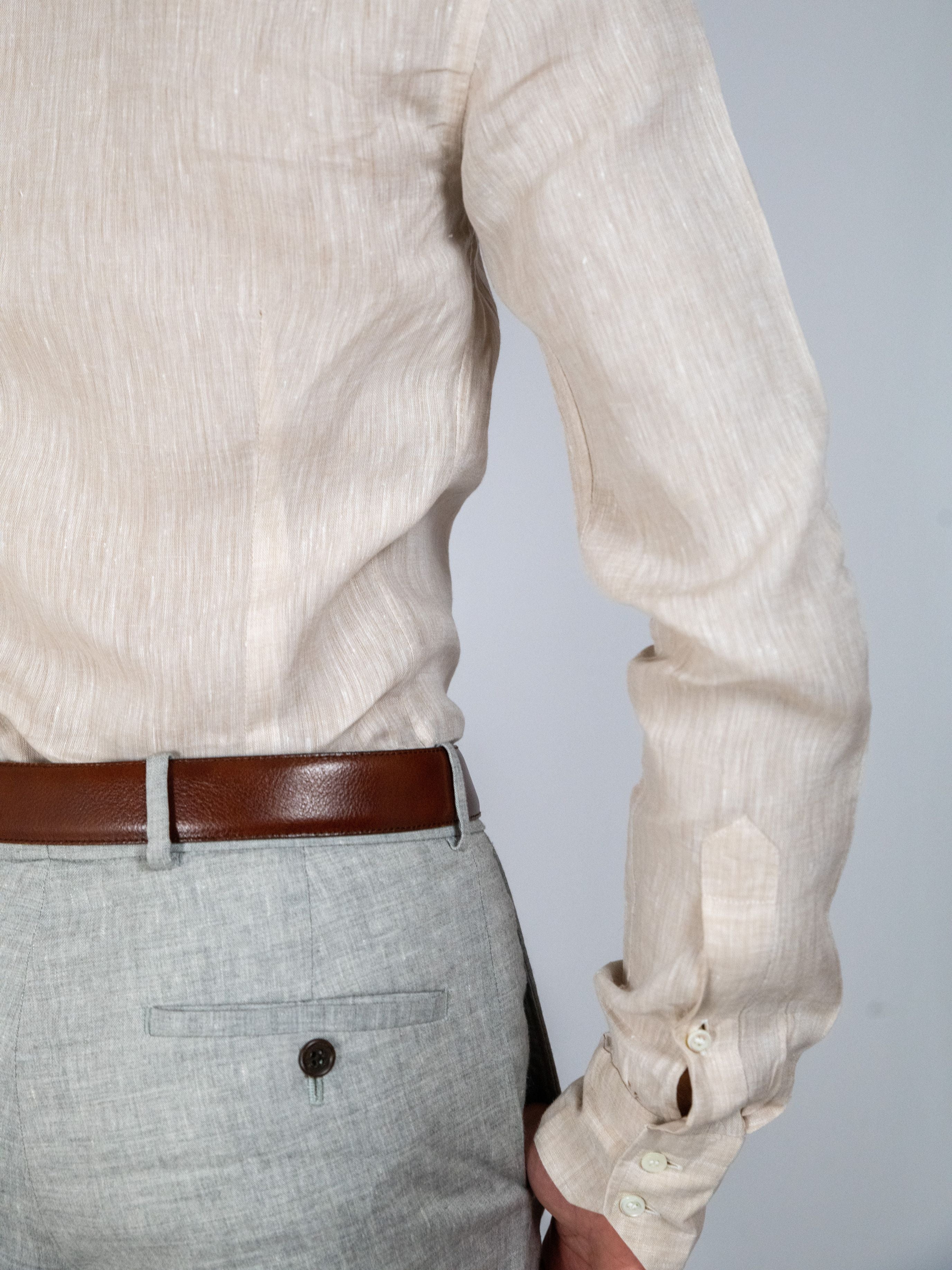 Mandarin Collar Oatmeal Shirt