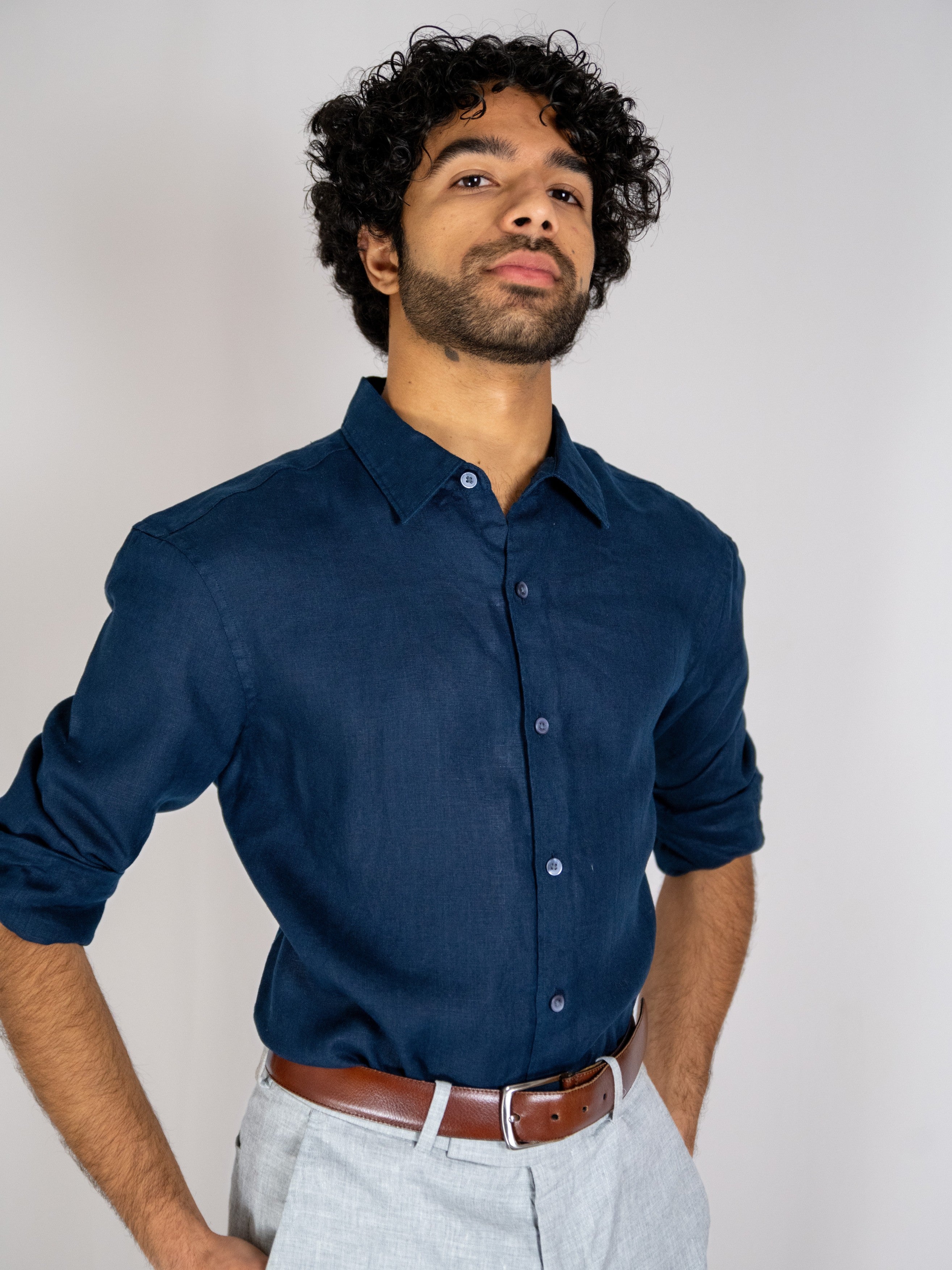 Navy Linen Shirt