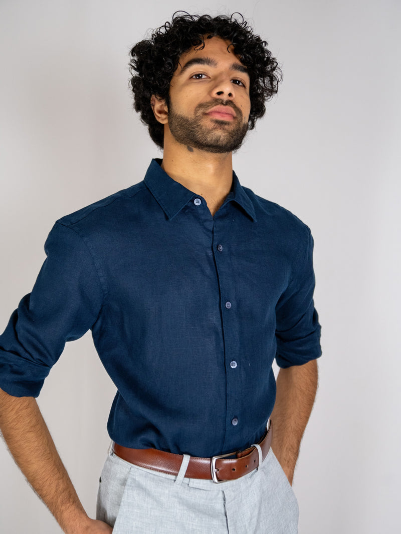 Navy Linen Shirt image 1