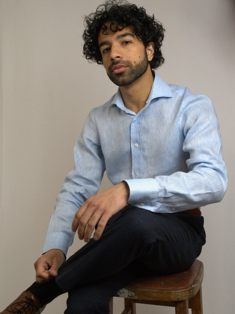 Light blue linen shirt image 5