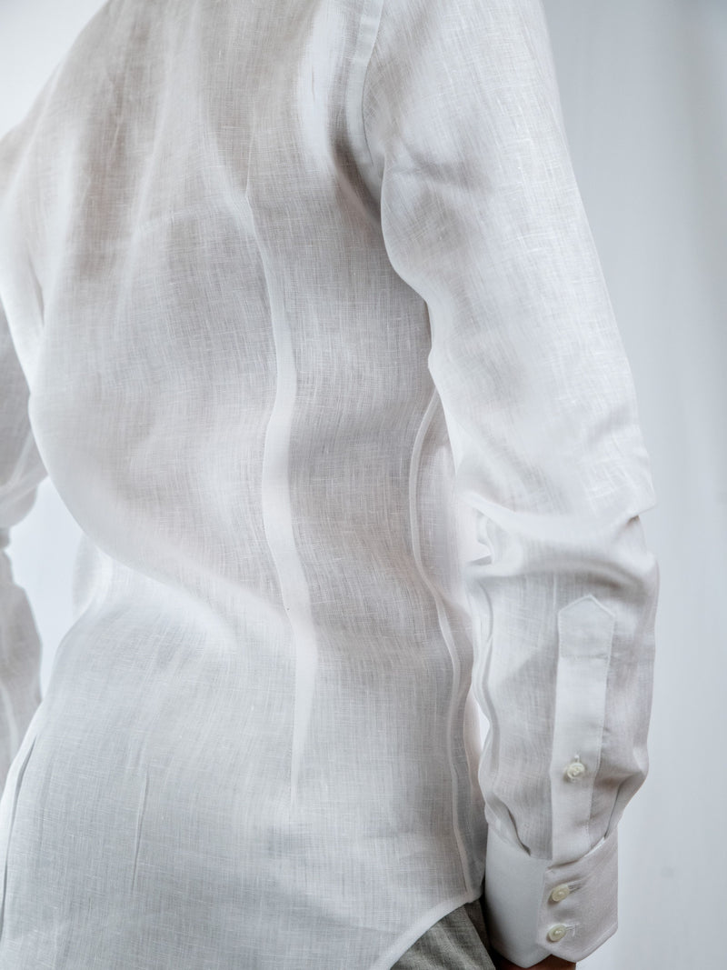 Mandarin Collar White Linen image 5