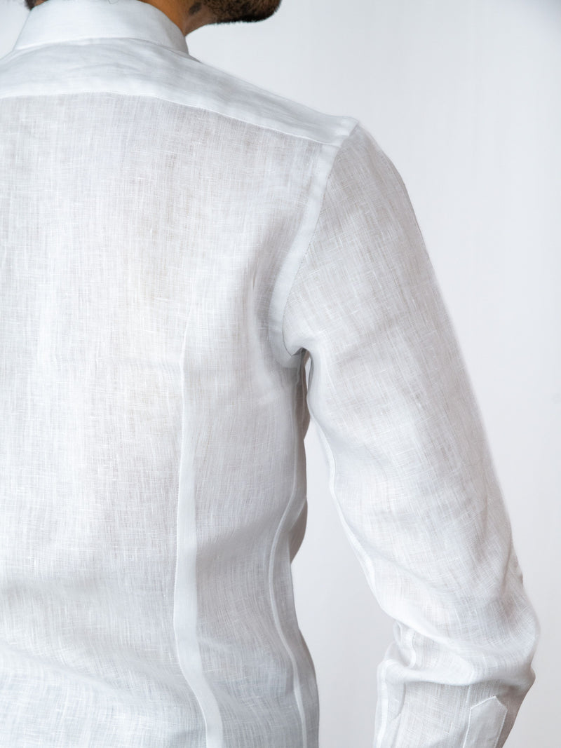 Mandarin Collar White Linen image 4