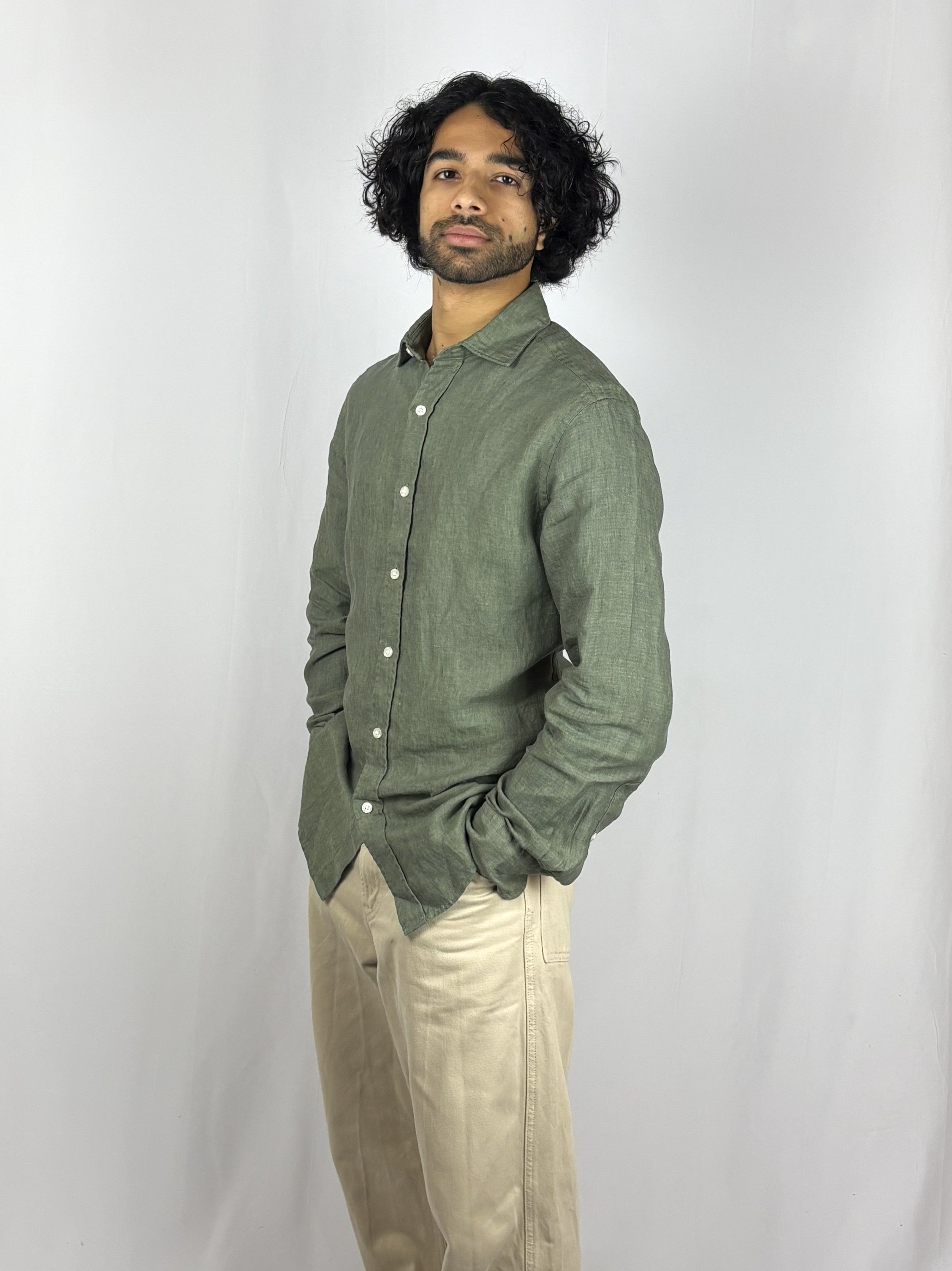 Forest Green Linen Shirt