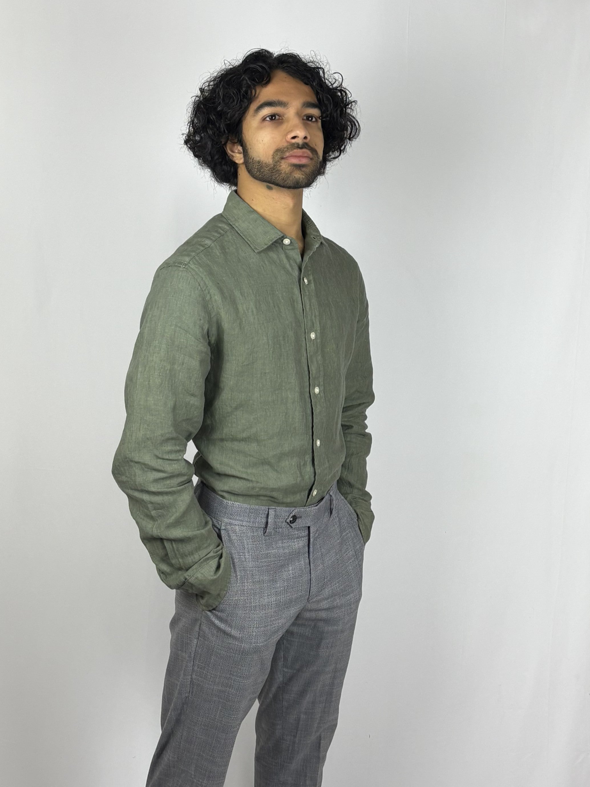 Forest Green Linen Shirt