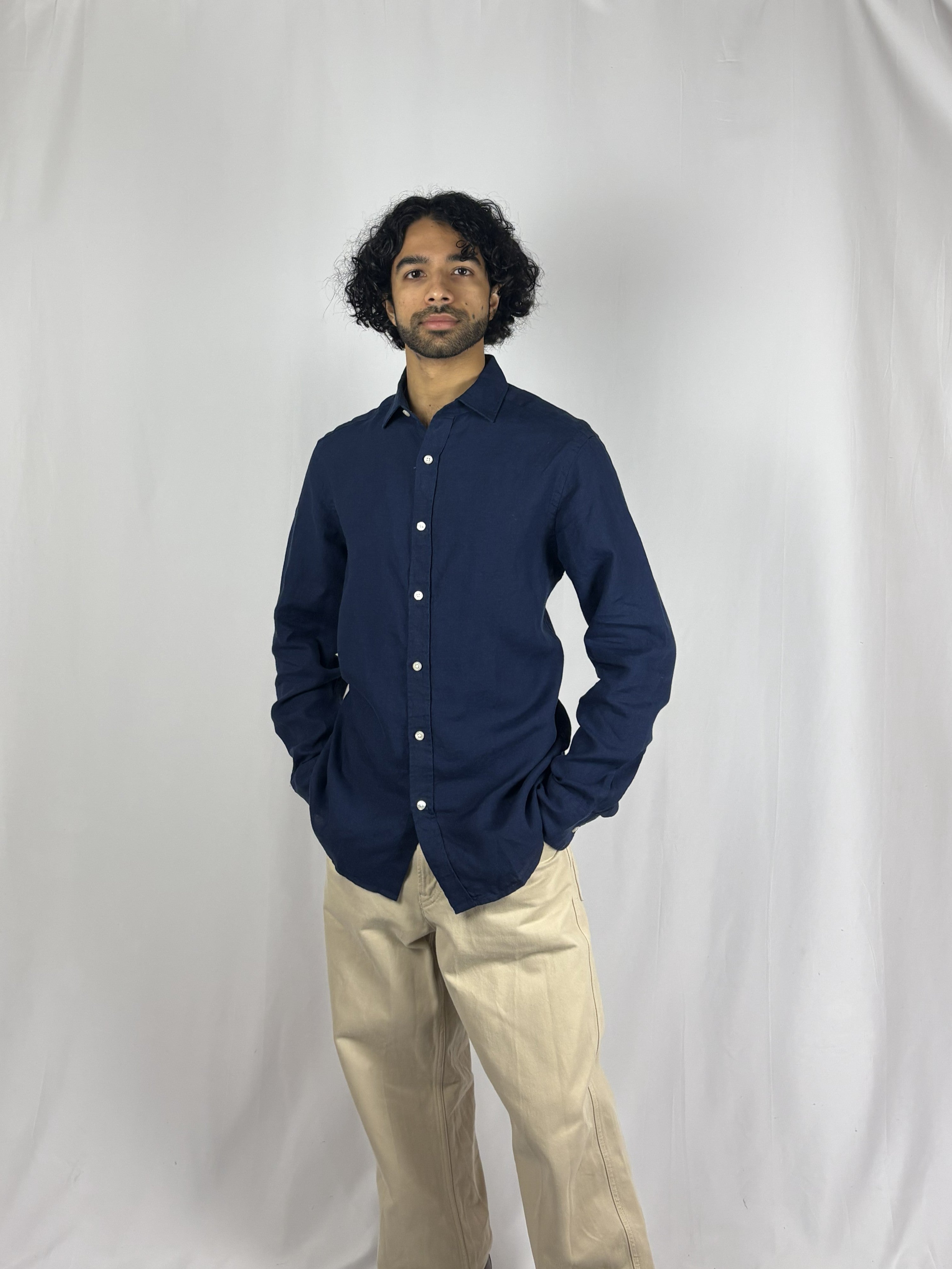 Navy Linen Shirt