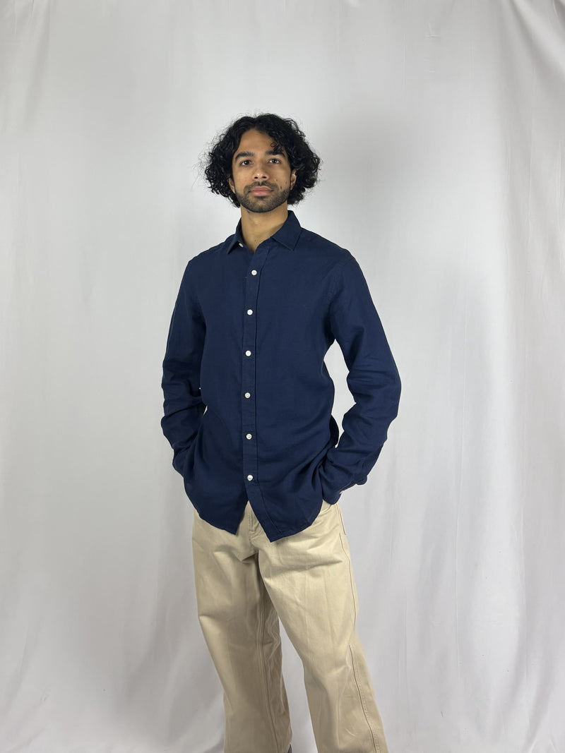 Navy Linen Shirt image 2