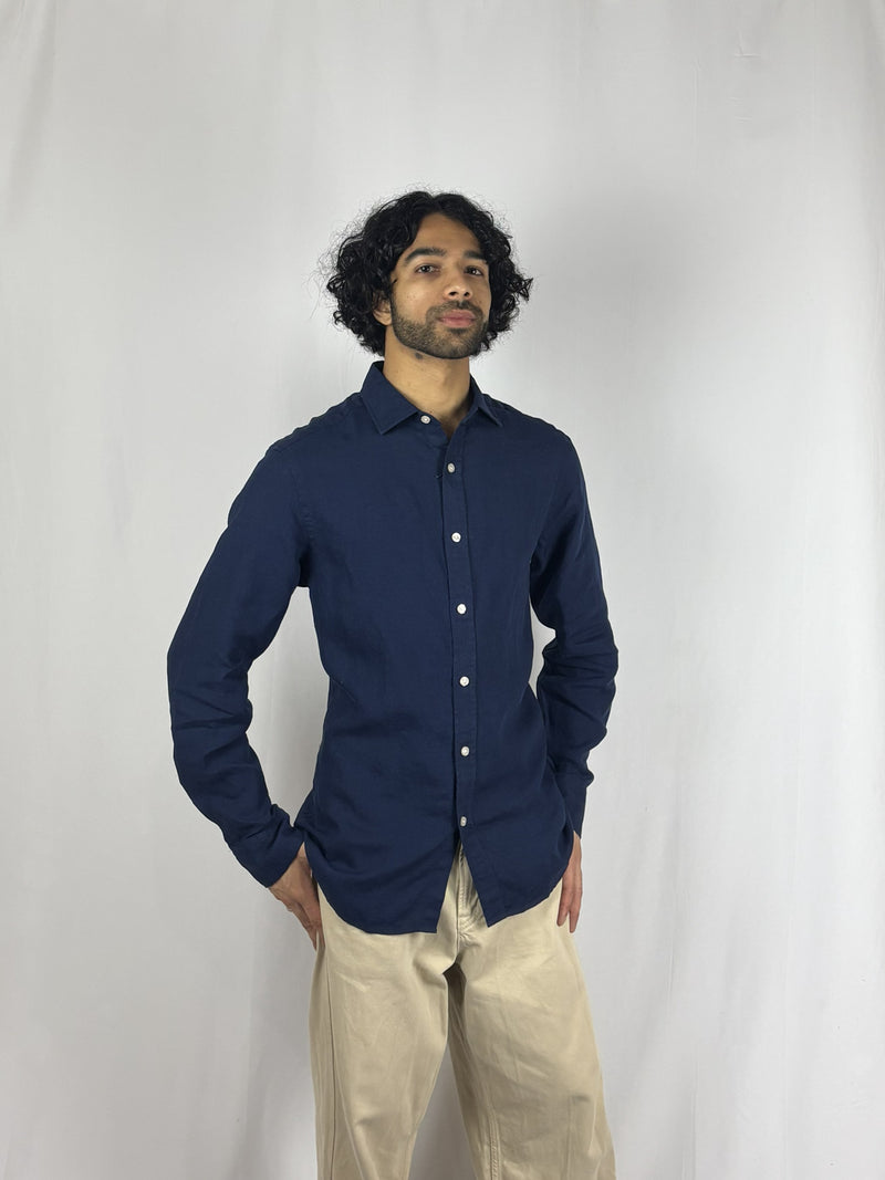 Navy Linen Shirt image 3