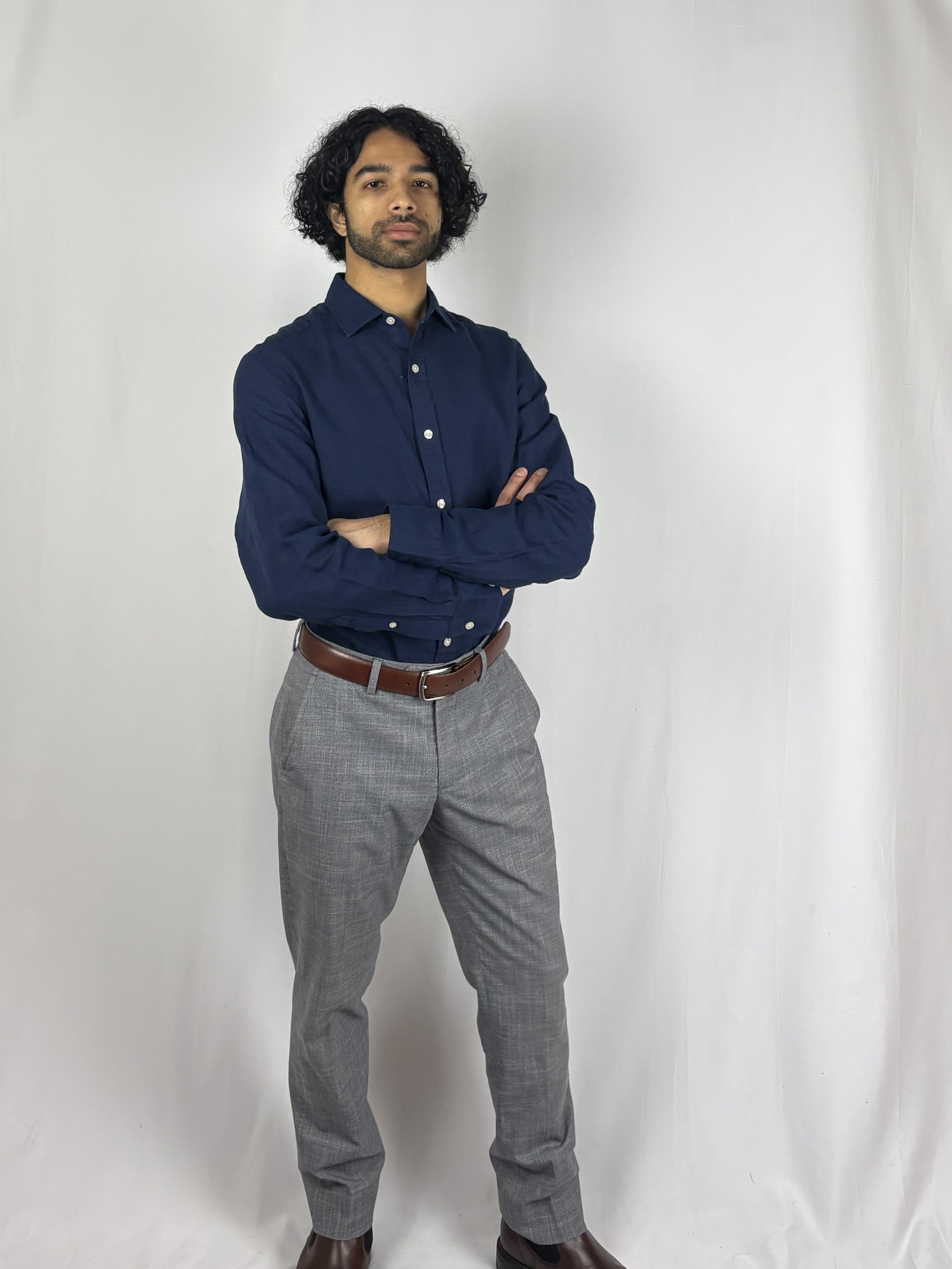 Navy Linen Shirt