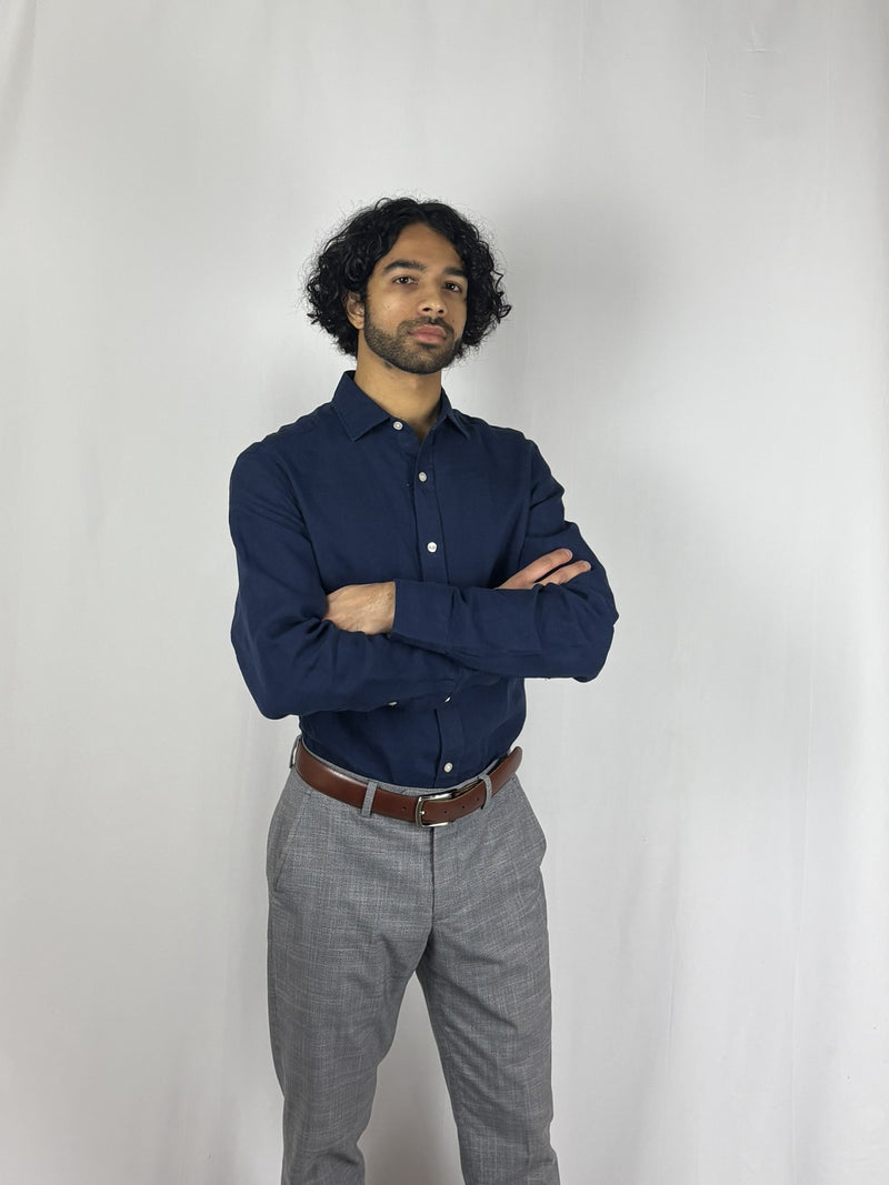 Navy Linen Shirt image 4