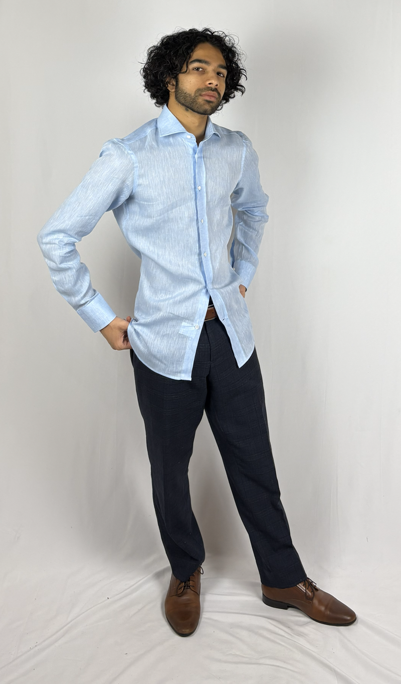 Light blue linen shirt image 3