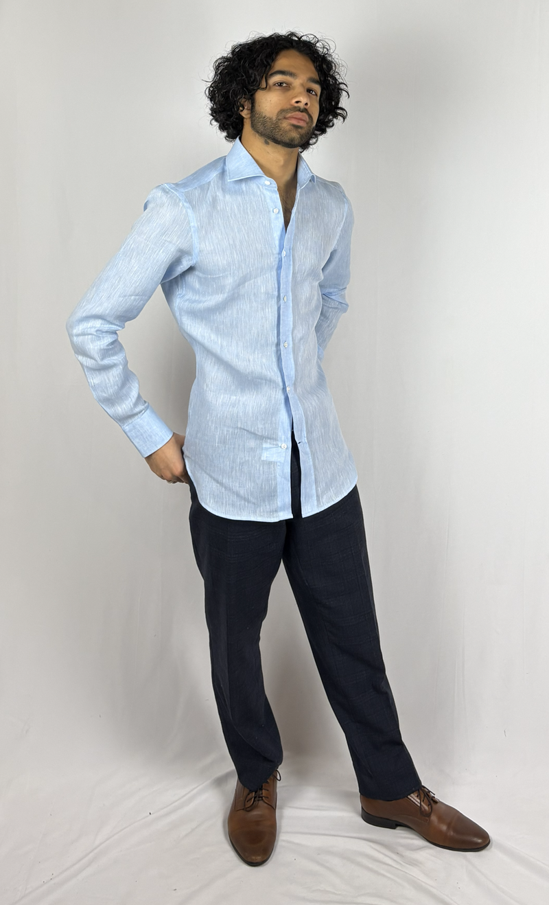 Light blue linen shirt image 4