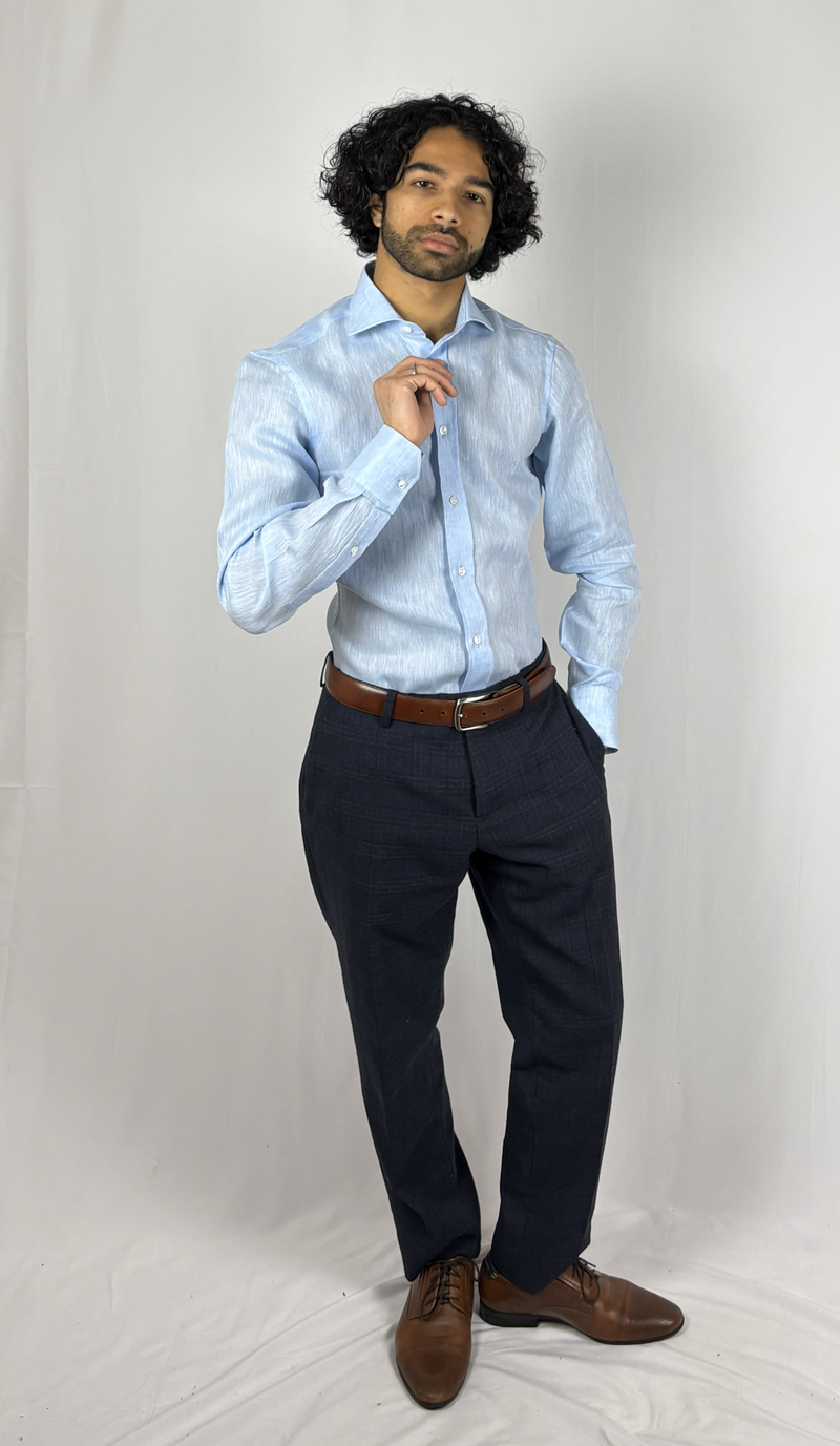 Light blue linen shirt image 6
