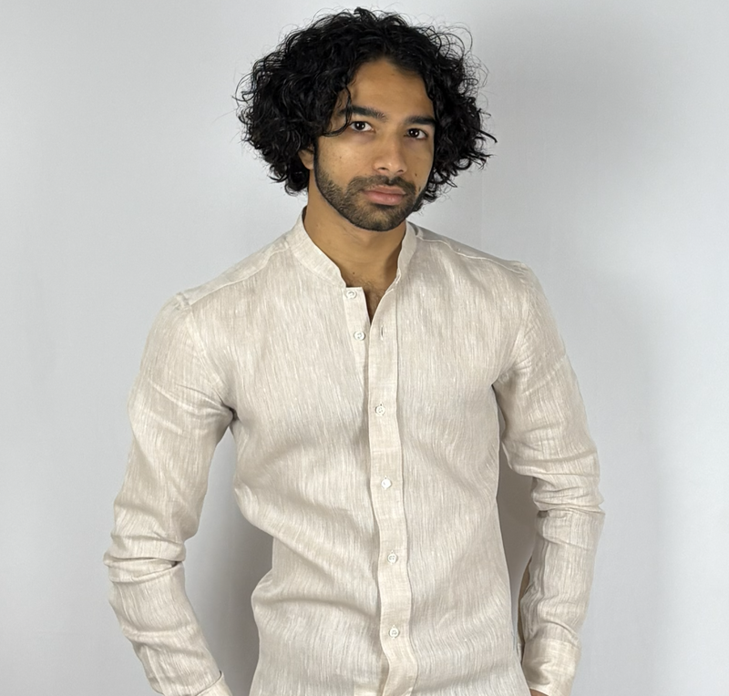 Mandarin Collar Oatmeal Shirt image 1