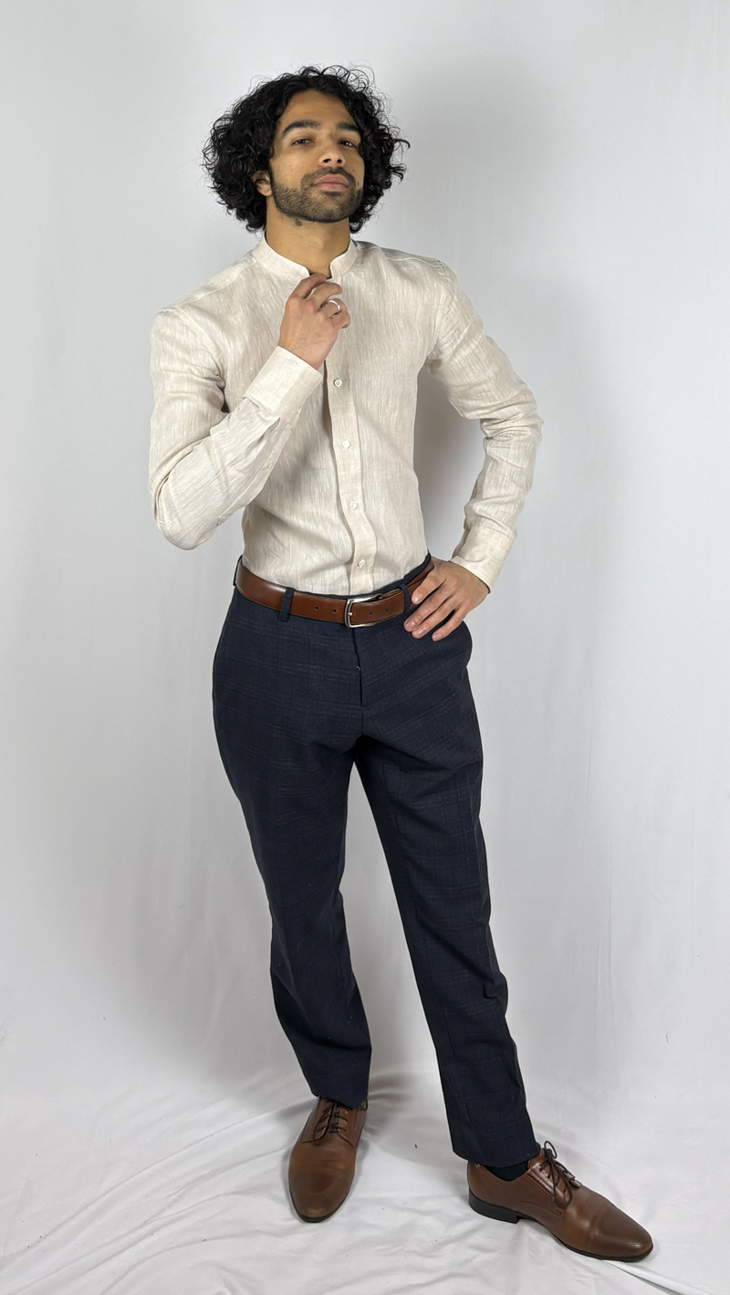 Mandarin Collar Oatmeal Shirt image 7