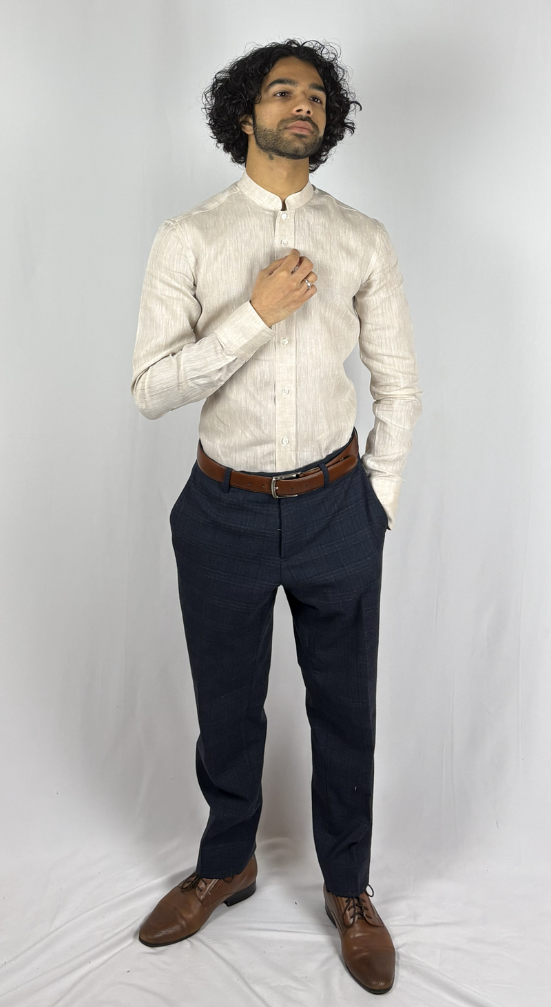 Mandarin Collar Oatmeal Shirt image 5