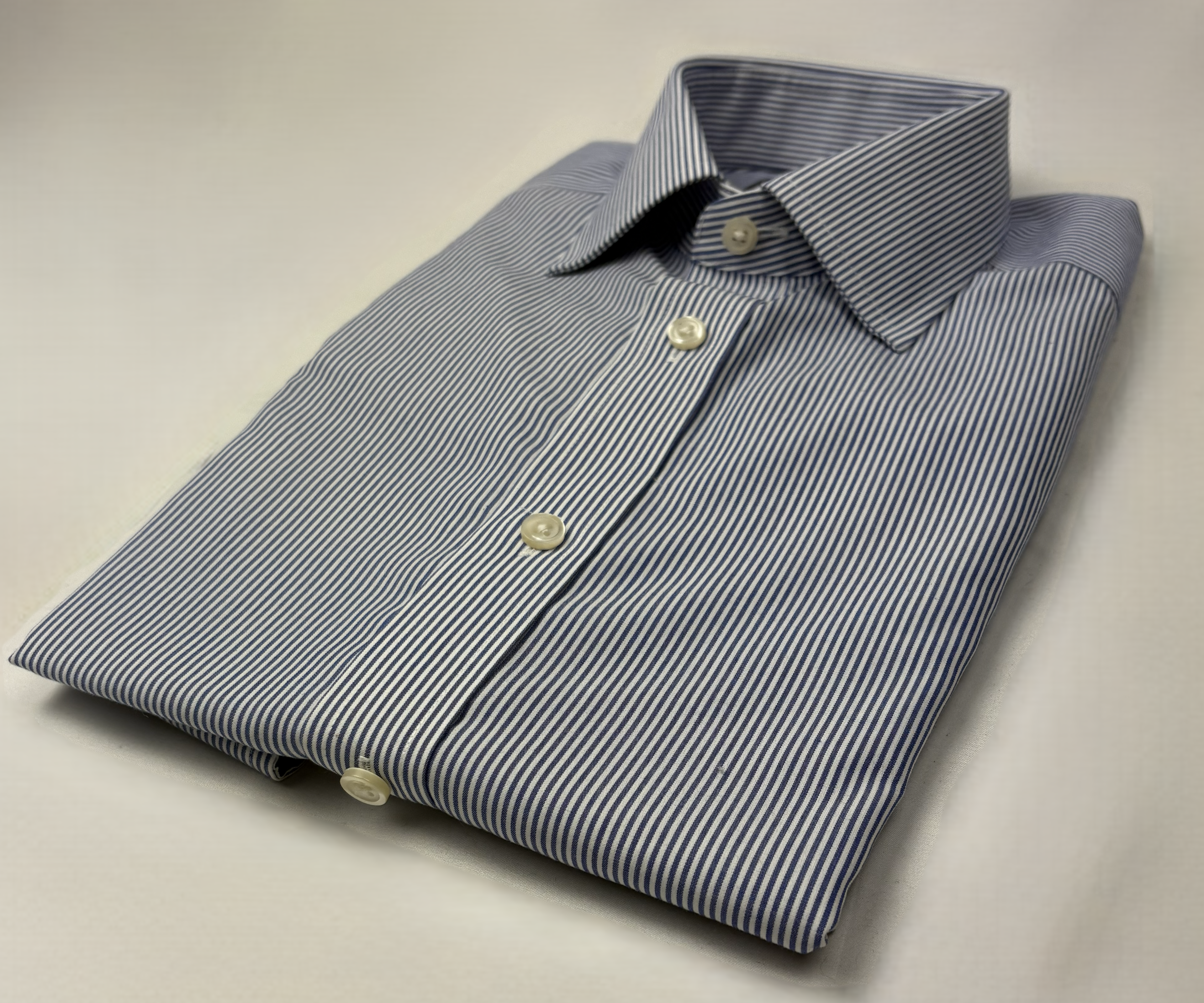 Blue striped non iron twill shirt