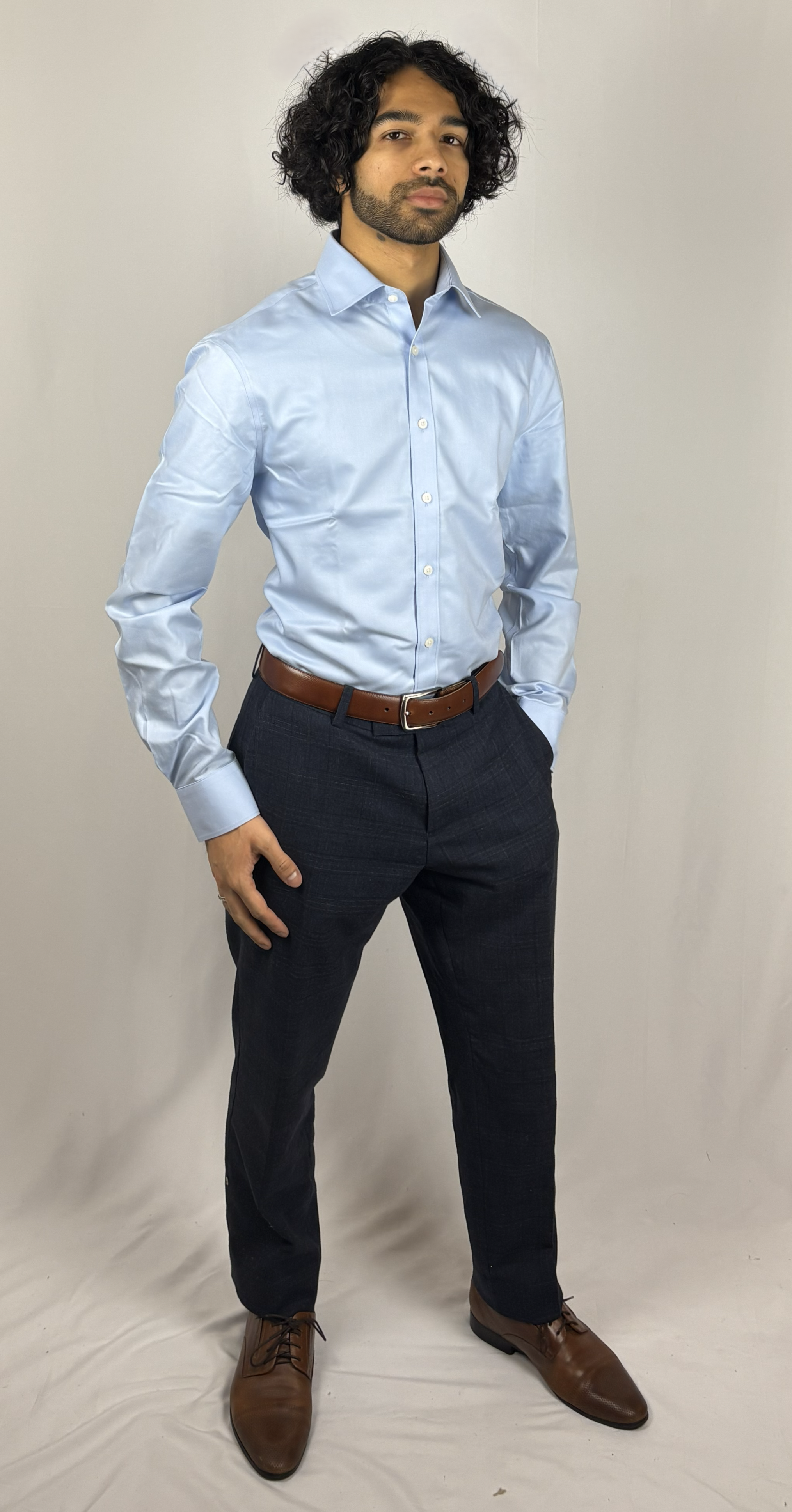 Light blue non-iron twill shirt