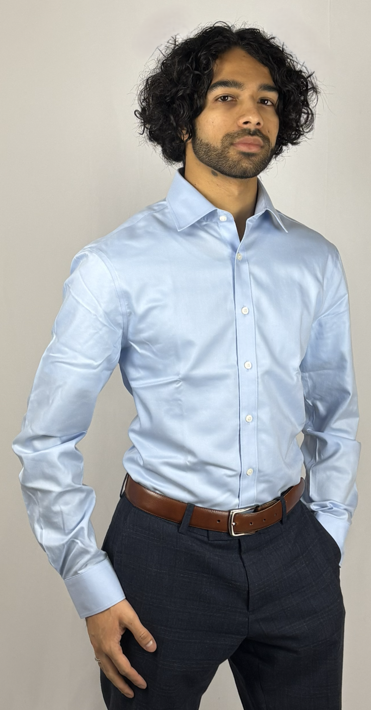 Light blue non-iron twill shirt
