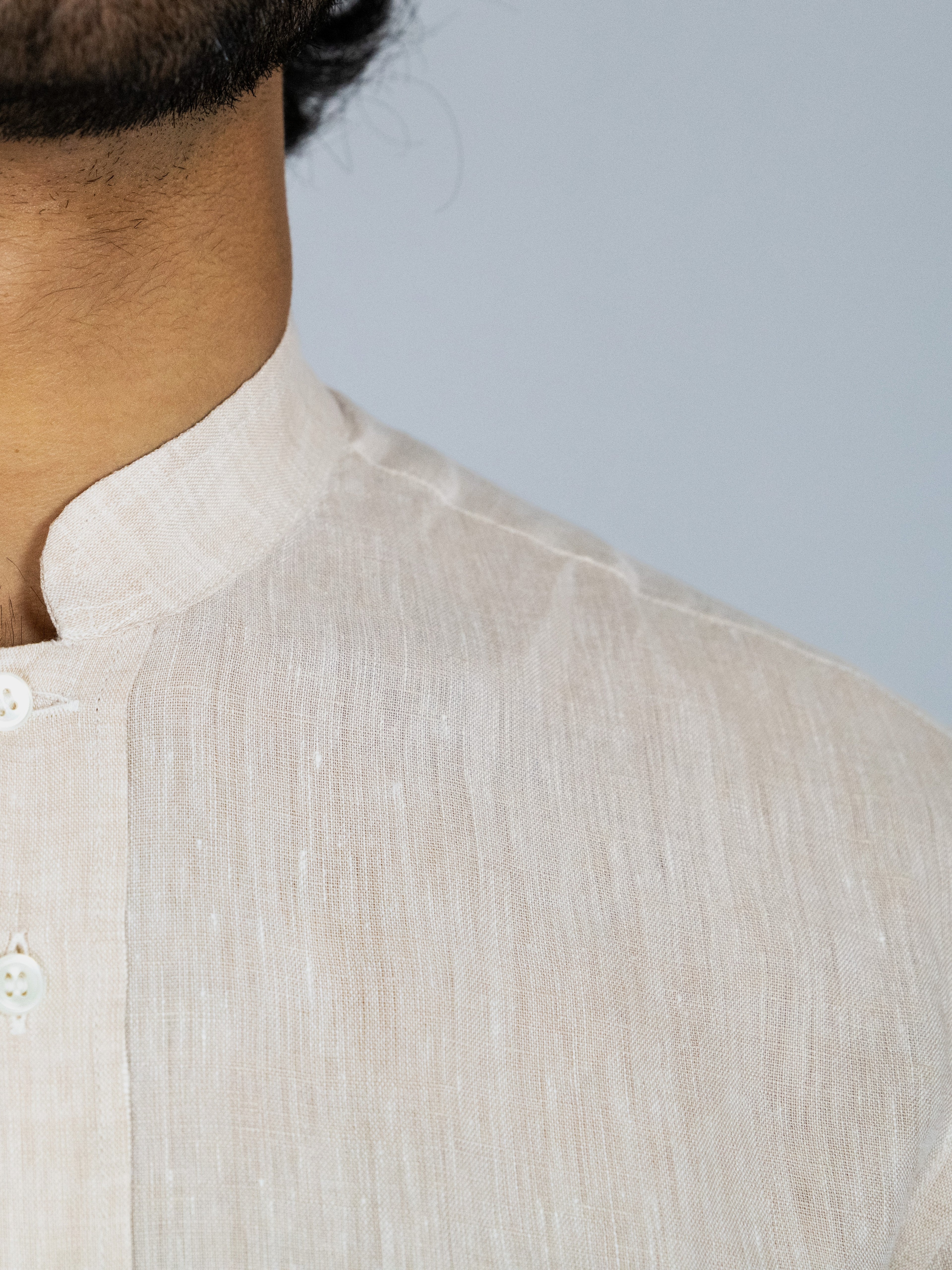 Mandarin Collar Oatmeal Shirt