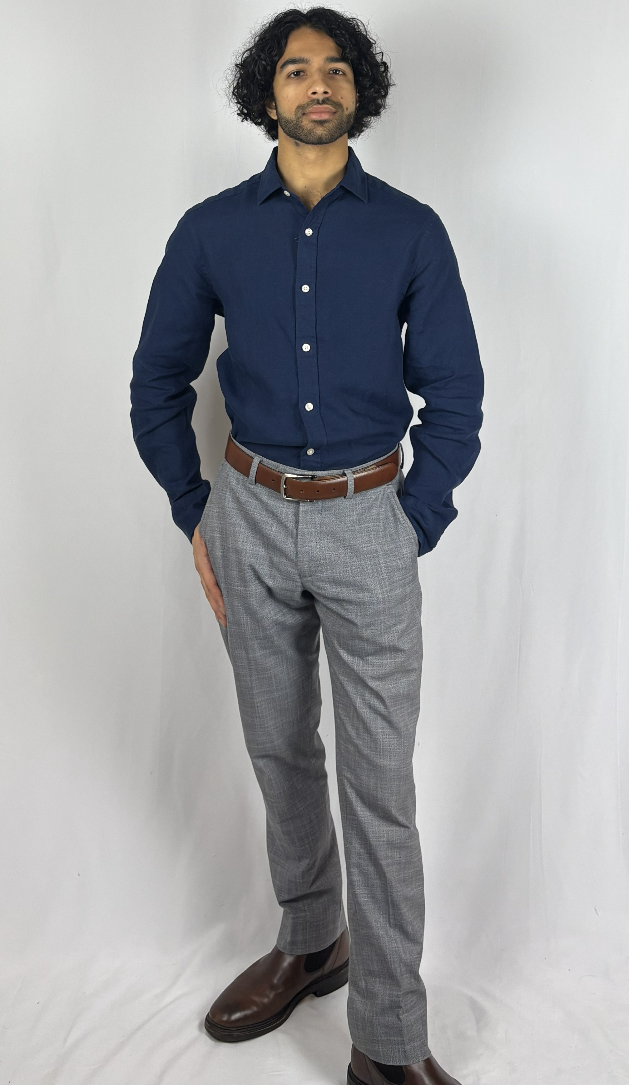 Navy Linen Shirt